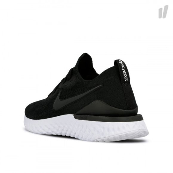 Nike Epic React Flyknit 2 Men's Size 12 Black/Black-White BQ8928 002 - Picture 2 of 2
